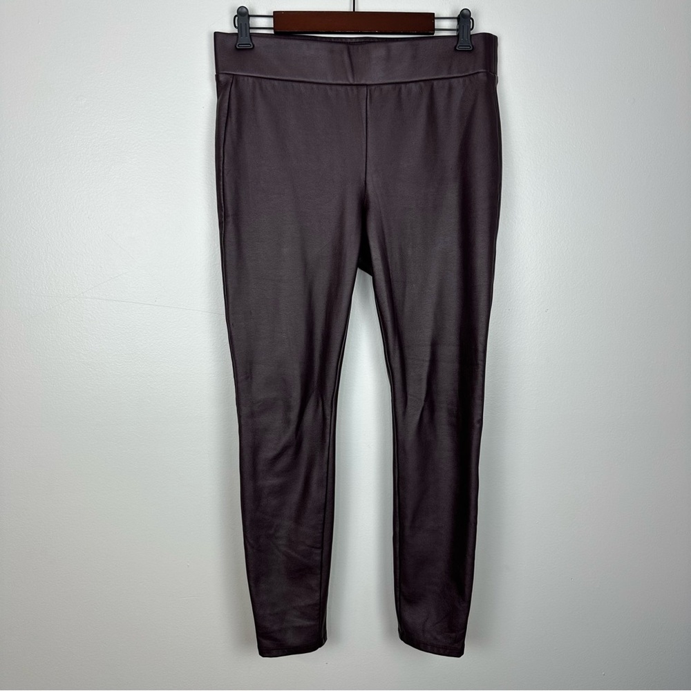 LOFT Faux Leather Lined Legging Sz Medium Burgundy Soft Warm Skinny